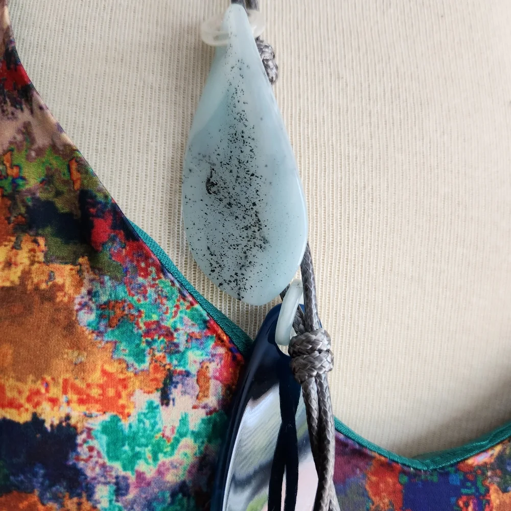 Blue and Grey Resin Necklace - Picture 6 of 16